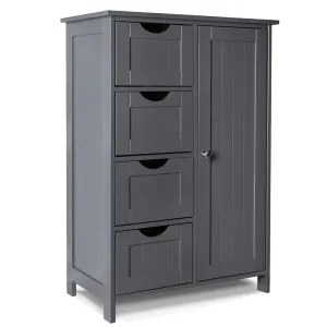 VOUNOT Bathroom Storage Cabinet Floor Freestanding Cupboard 55x30x82cm Grey